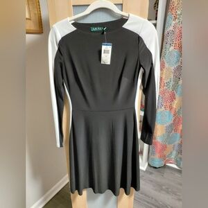 Lauren Ralph Lauren Black and White Long Sleeve Dress